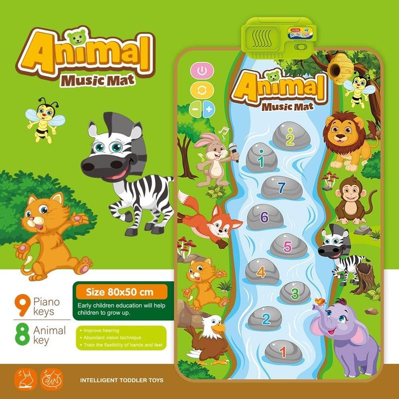 Animal Musical Mat for Kids, Baby Early Learning Educational Toys, Montessori Sensory Musical Dance Mat, Touch Play Floor Keyboard Pad, Gifts for Kids 18+ Months (80*50cm) - Image 2