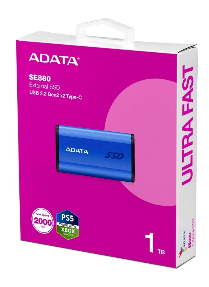ADATA - SE880 1TB External SSD | Portable Ultra Fast Solid State Drive Compatible with PS5 XBOX | Blue - Image 1