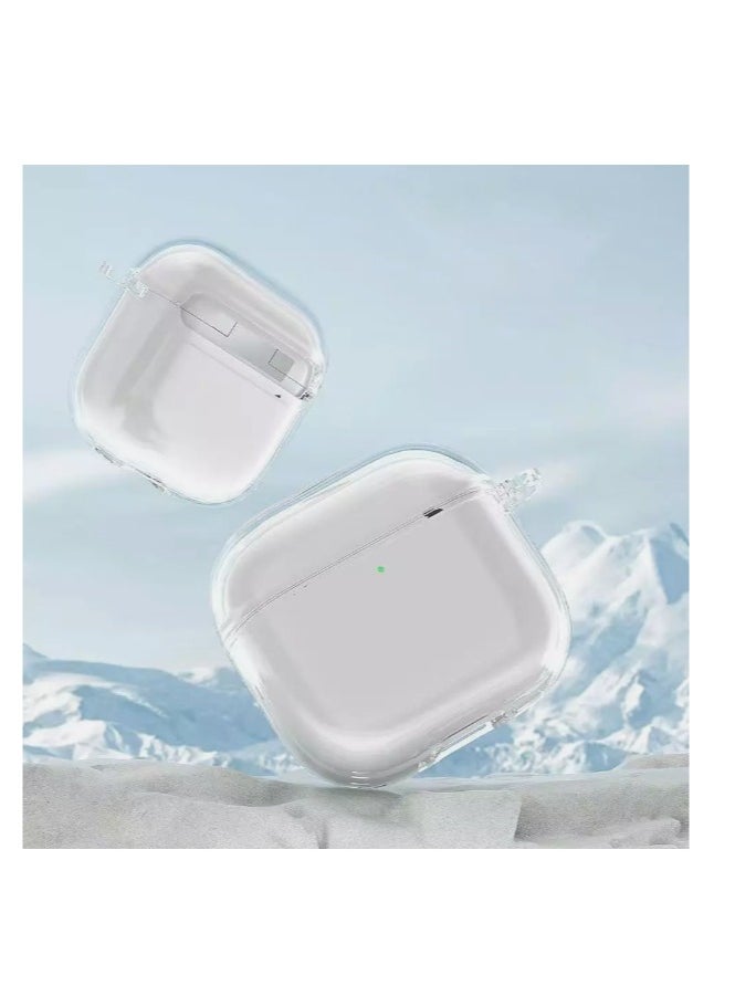 Generic - Transparent Case for Airpods 4/4NC ,Cover Case Clear Silicone Case for Airpods 4/4NC with Carabiner Keychain[Shockproof & Support Wireless Charging & LED Indicator] - Image 1