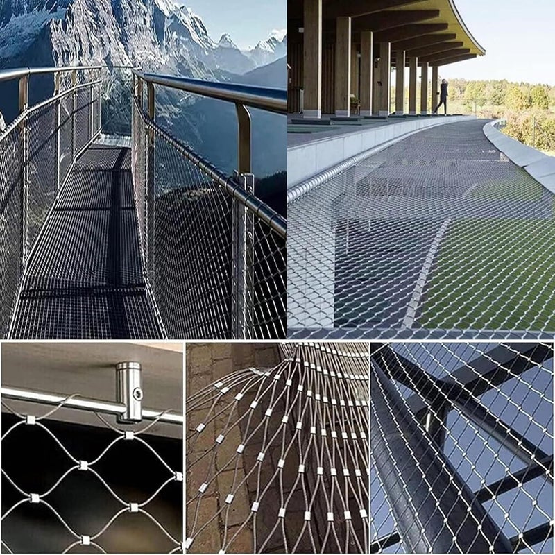 Stainless Steel Rope Wire Mesh Flexible Stainless Steel Rope Mesh Zoo Cage Fence Balcony Stair Wire Rope Fence High Altitude Steel Wire Protection for Zoo Cage Fence, Balcony, Stair(10cm/1.5mm - Image 5