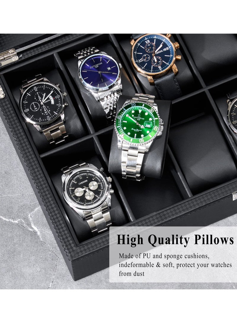 بي دبليو اس جاي صندوق ساعة منظم 12 حافظة ساعة للرجال حافظة عرض فاخرة للساعة - Image 4