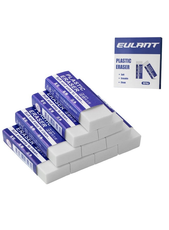 EULANT Pencil Erasers 10 Pieces, White 2B Rubbers Erasers For Schools Office Kids Adults, Soft Art Erasers For Writing Drawing Student Teachers … - Image 1