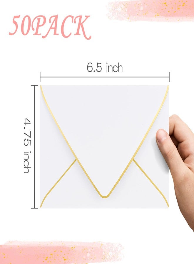 AZAZA V-Flap Envelopes 50 Pack - A4 Size, Gold Border, White - Perfect for Invitations, Wedding, Baby Shower & All Occasions - Image 2