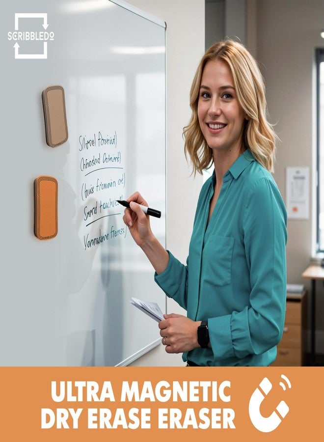 سكريبل دو ممحاة سكريبلدو المغناطيسية الجافة للسبورة البيضاء، عبوة من قطعتين، مقاس 2×4 بوصة، مناسبة للمعلمين، الفصول الدراسية، المكاتب، المنازل، والمدارس. - Image 5