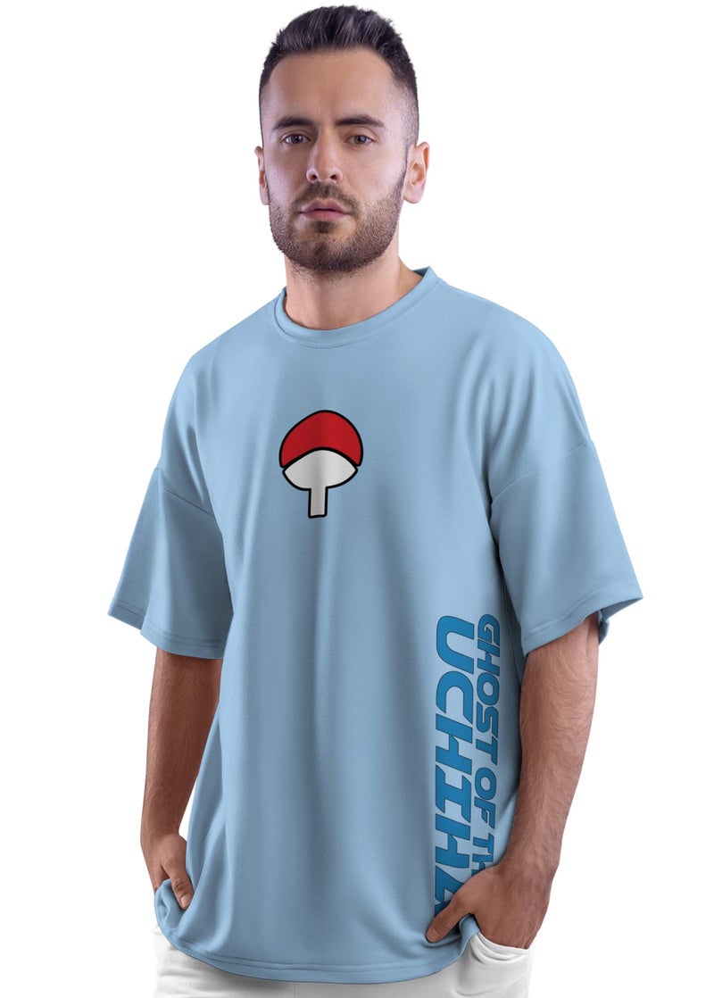 crazymonk Unisex Cotton Anime Oversized T-Shirt - Sky Blue,S - Image 2