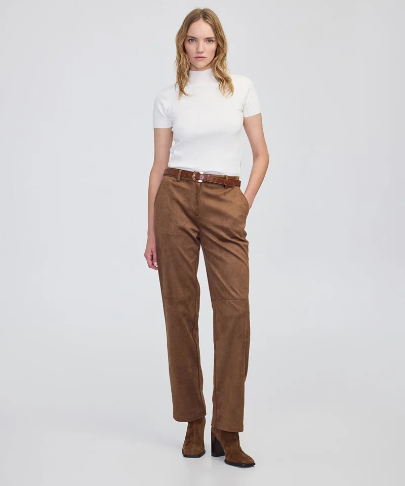 ابيكول Croc-Effect Straight-Leg Trousers