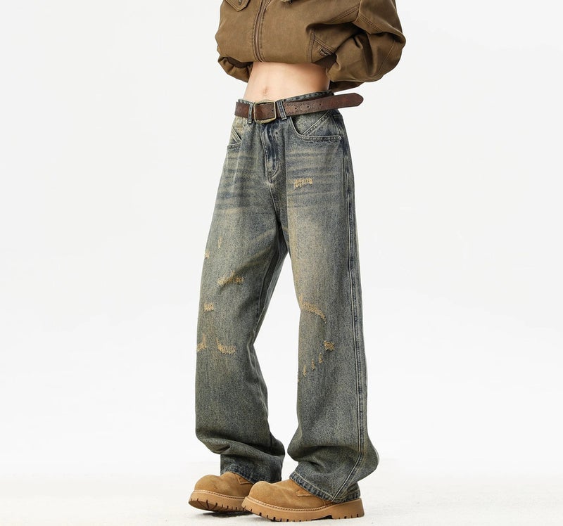 Unisex Classic Denim Jeans Loose Fit Daily Outdoor Wear - Image 1