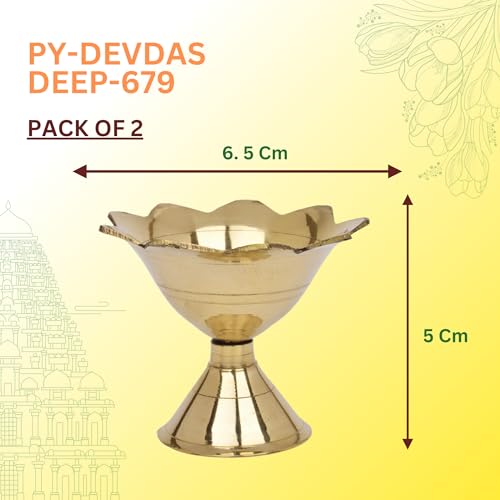 POSHIFY Devdas Brass Diya (Pack of 2) - Handcrafted Traditional Indian Oil Lamp for Puja, Home Decor, and Festival Celebrations - Image 2