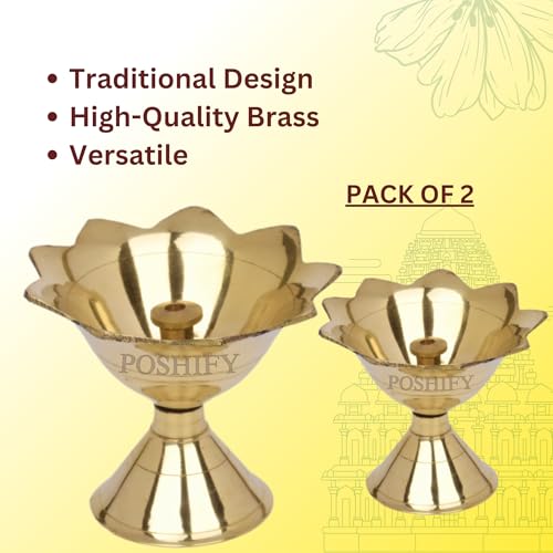 POSHIFY Devdas Brass Diya (Pack of 2) - Handcrafted Traditional Indian Oil Lamp for Puja, Home Decor, and Festival Celebrations - Image 4