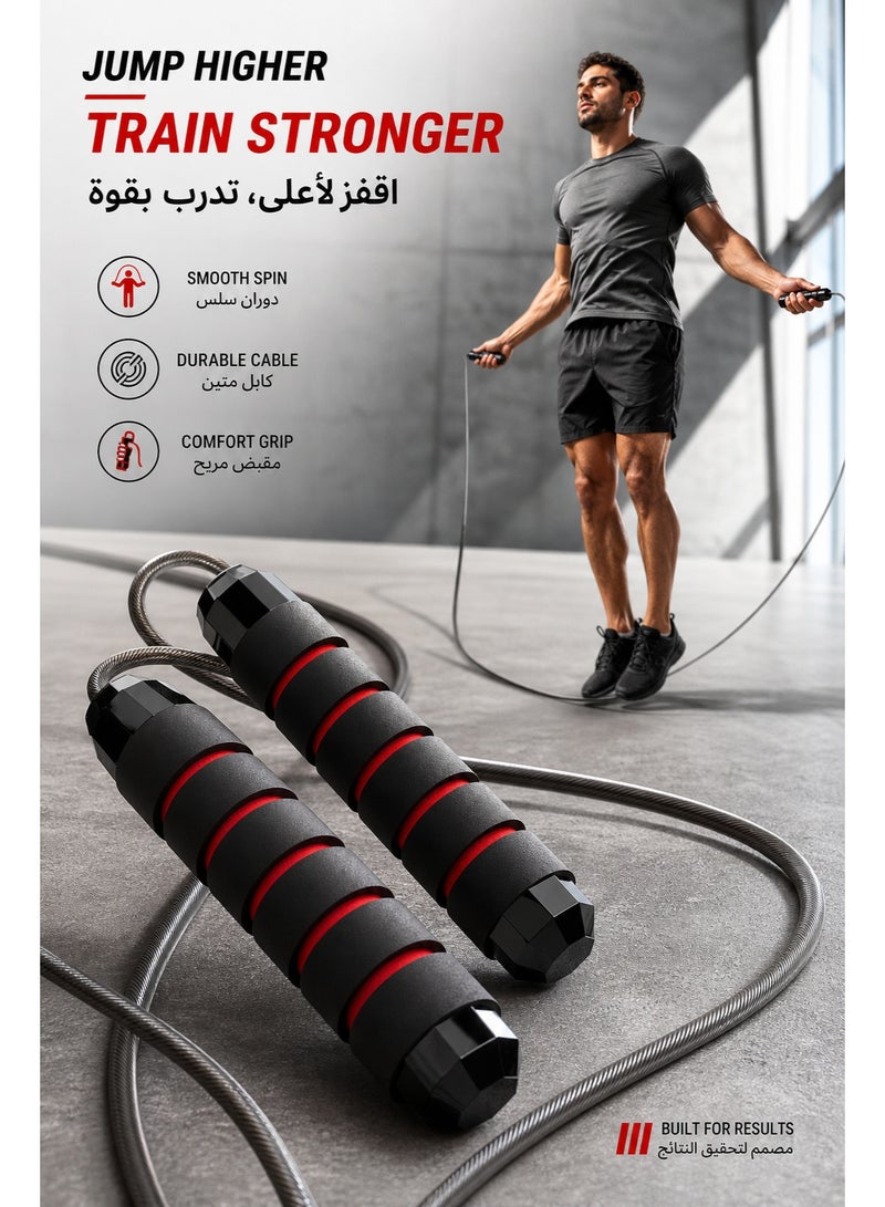 Jump Rope with High-Speed Ball Bearings – Adjustable PVC Skipping Rope with Anti-Slip Foam Handle for Men Women Kids – Jumping Rope for Fitness, Weight Loss, Boxing & Ramadan Workout - Image 1