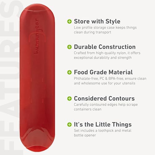 humangear GoBites Trio - Travel & Camping Utensils - Portable & Convertible Dining Ware - Multi-Functional Knife, Fork, Spoon & Toothpick, Red - Image 4