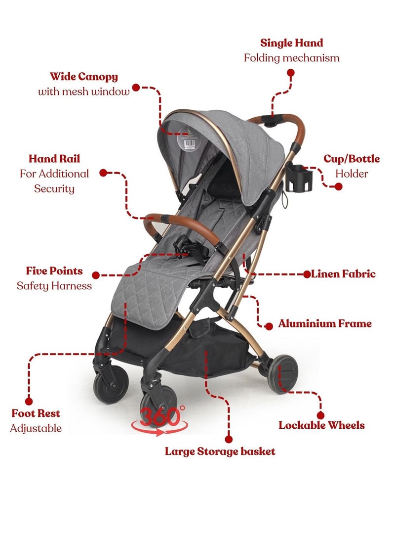 Bebesitos - Chic Travel Baby Stroller Light Aluminum Frame One Second Folding With Hand Trolley Ideal For Airplane Cabin - Image 1