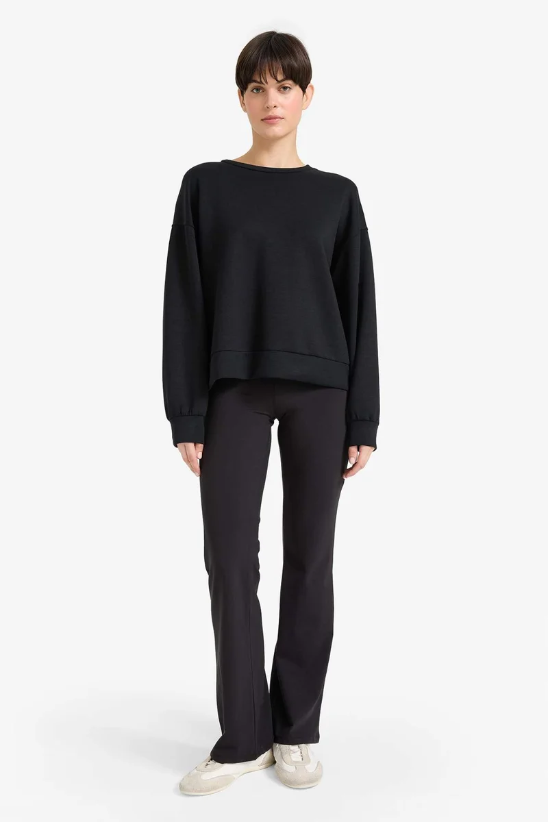 DeFacto Fall in Love Soft Textured Flare Leg Trousers