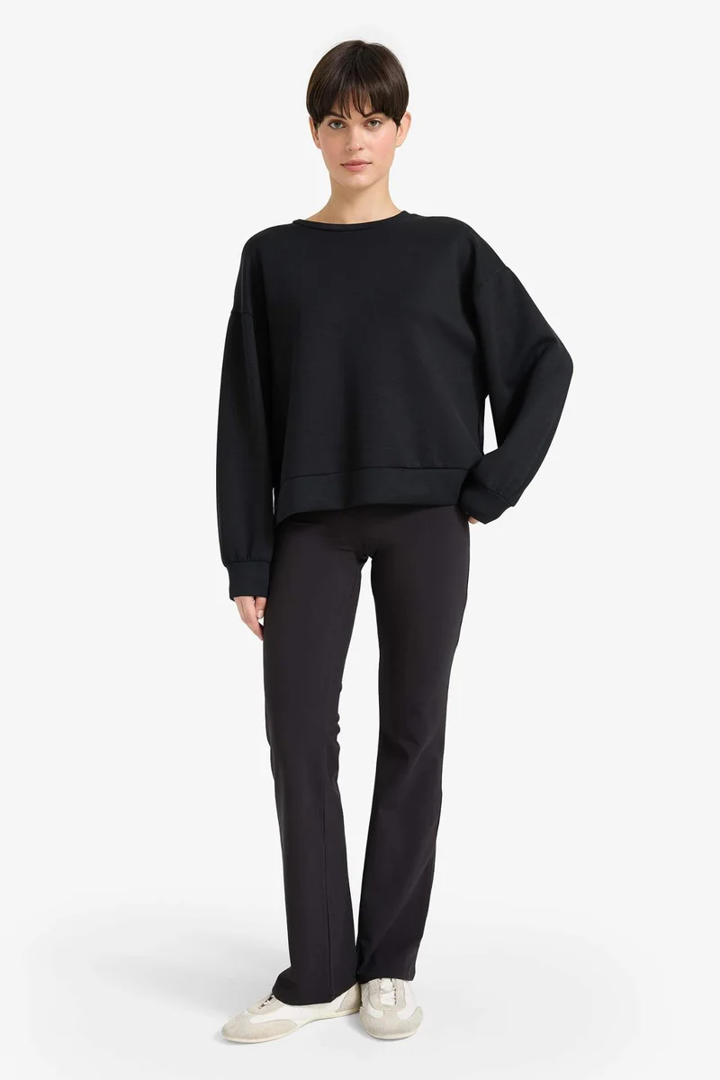 DeFacto Fall in Love Soft Textured Flare Leg Trousers