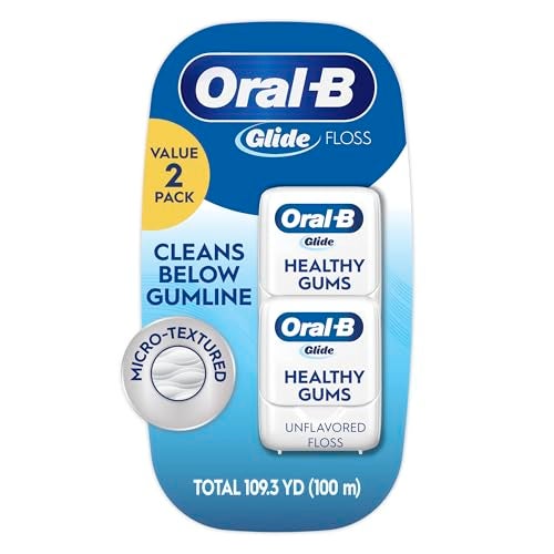 Oral-B OralB Glide Healthy Gums Unflavored Dental Floss Smooth Strong Shred Resistant Value 2 Pack 50m Each - Image 2