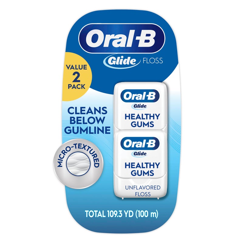 Oral-B OralB Glide Healthy Gums Unflavored Dental Floss Smooth Strong Shred Resistant Value 2 Pack 50m Each - Image 3