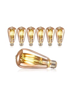 لمبة أديسون العتيقة، لمبة أديسون LED E27 مصباح ديكور قديم ST64 4W مصابيح LED عتيقة حنين أبيض، إضاءة للمنزل والمقهى والمقهى 7 قطع