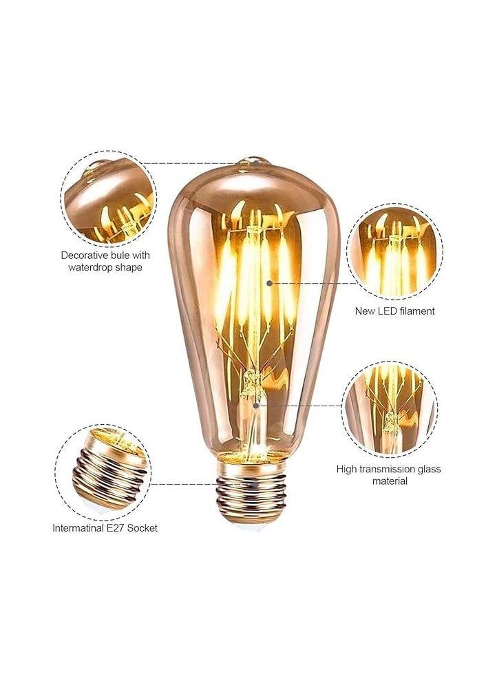 ماركة غير محددة - لمبة أديسون العتيقة، لمبة أديسون LED E27 مصباح ديكور قديم ST64 4W مصابيح LED عتيقة حنين أبيض، إضاءة للمنزل والمقهى والمقهى 7 قطع - Image 1