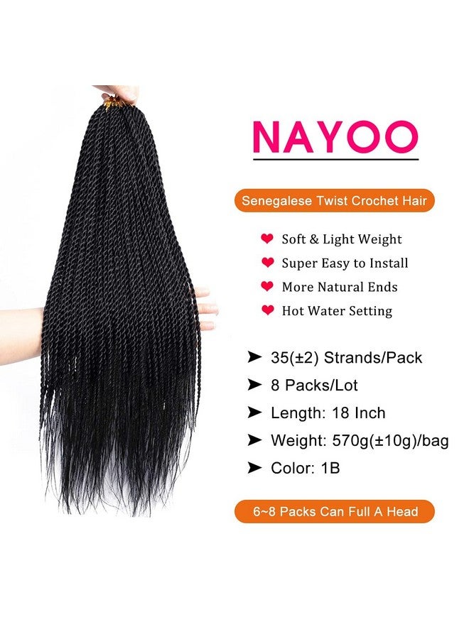 NAYOO Senegalese Twist Crochet Hair For Black Women 8 Packs 35 Strands/Pack Small Twist Crochet Braids Hair Hot Water Setting Crochet Braiding Hair Straight Ends(18 Inch 1B) - Image 5