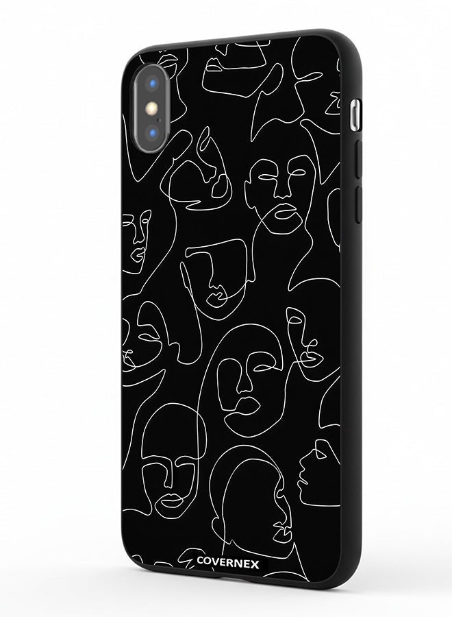 Covernex Apple iPhone Xs Max Protective Case Cover Printed Featuring Abstract One Line Faces Art - Image 1