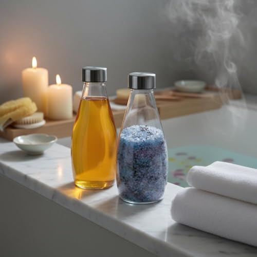 Glassbunny 250ml Transparent Glass Bottle with Stainless Steel Lid & Anti-Slip Bottom, Leak-Proof, Reusable for Home, Office, Gym & Travel (Pack of 6) - Image 2