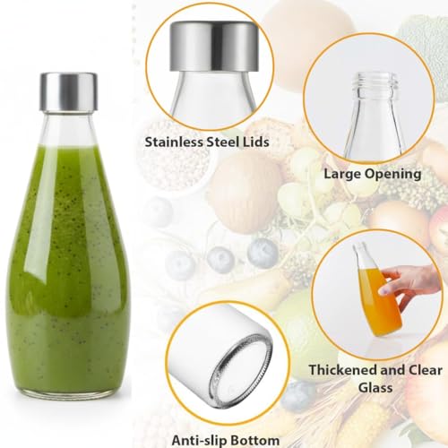 Glassbunny 250ml Transparent Glass Bottle with Stainless Steel Lid & Anti-Slip Bottom, Leak-Proof, Reusable for Home, Office, Gym & Travel (Pack of 6) - Image 3