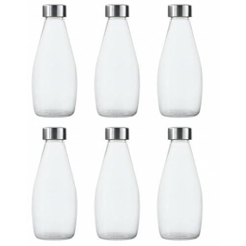 Glassbunny 250ml Transparent Glass Bottle with Stainless Steel Lid & Anti-Slip Bottom, Leak-Proof, Reusable for Home, Office, Gym & Travel (Pack of 6) - Image 1