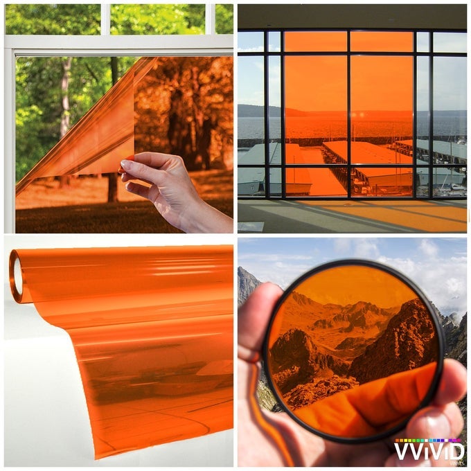 TRANSPARENT COLORFUL VINYL WINDOW TINTING SHEETS 149FT X 5FT ORANGE