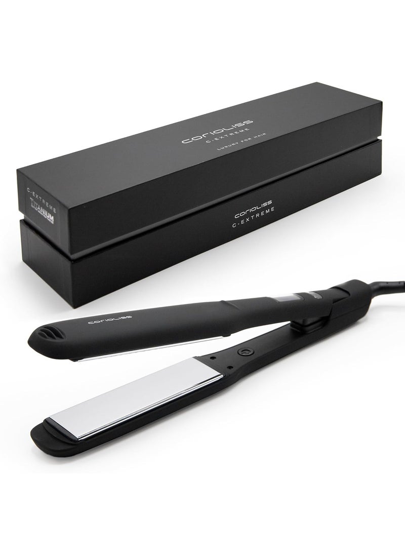 Corioliss Corioliss Hair Straightener for Women Professional Extra Wide Titanium Plates Flat Iron Black Soft Touch CExtreme 