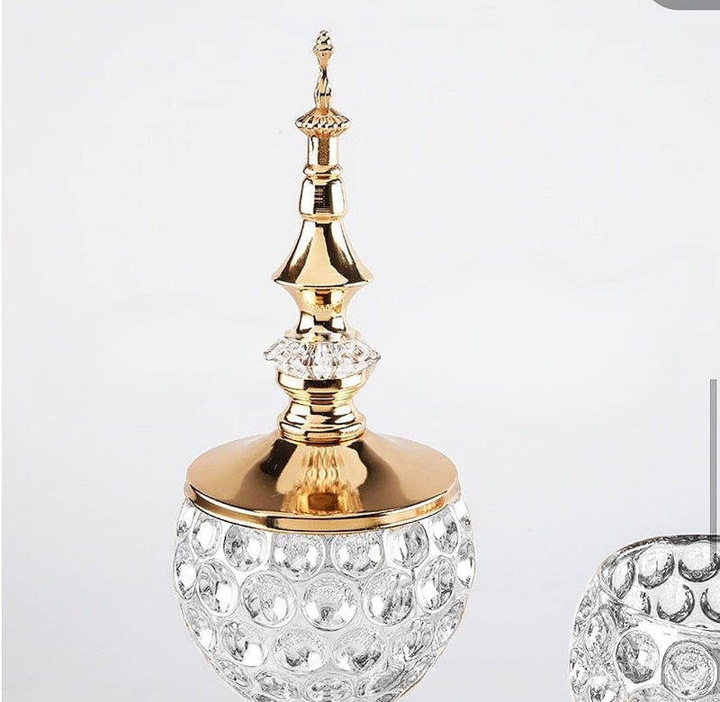 Set of 2 Stainless Steel Crystal and Acrylic Candle Holder or Pomponier Decorative Piece for Dining Table (Gold) - Image 5