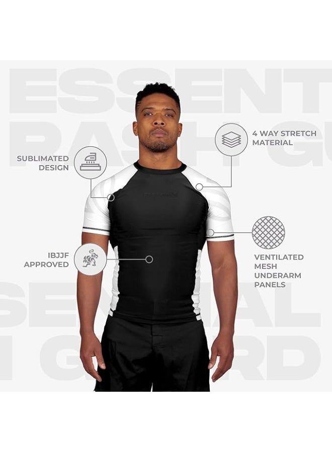 Sanabul  Essential Short Sleeve Compression Shirt For Men | Mma Wrestling Jiu Jitsu Bjj Base Layer Rash Guard | Workout Men'S Compression Shirt (Small, White) - Image 1
