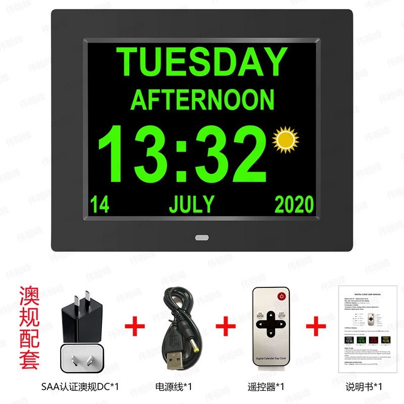 Selling 4:3 Aspect Ratio 8Inch Digital Clock Digital Po Frame Electronic Lcd Screen Elderly Medication Reminder Clock - Image 1