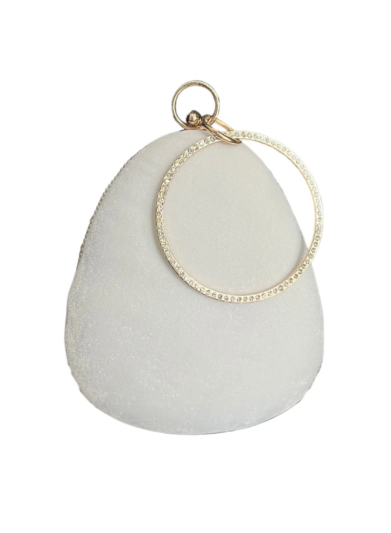 Harsha's Glam Clutches Beaded Pearl Almond Shape Clutch