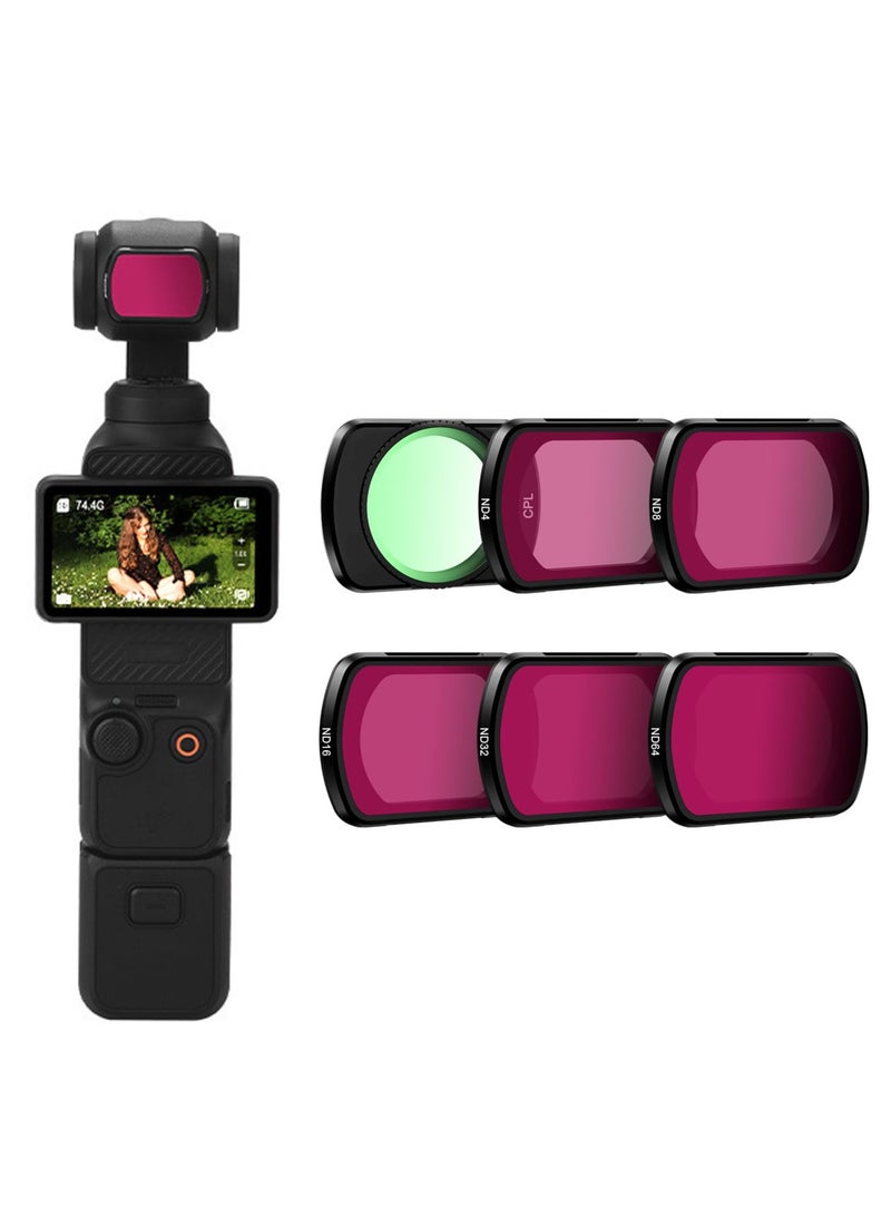 مجموعة فلاتر مغناطيسية لدا DJI Osmo Pocket 3 - تشمل فلاتر ND8 و ND16 و ND32 و ND64 و UV و CPL - ملحقات عدسات مقاومة للماء والخدوش لتعزيز التصوير الفوتوغرافي. - Image 1