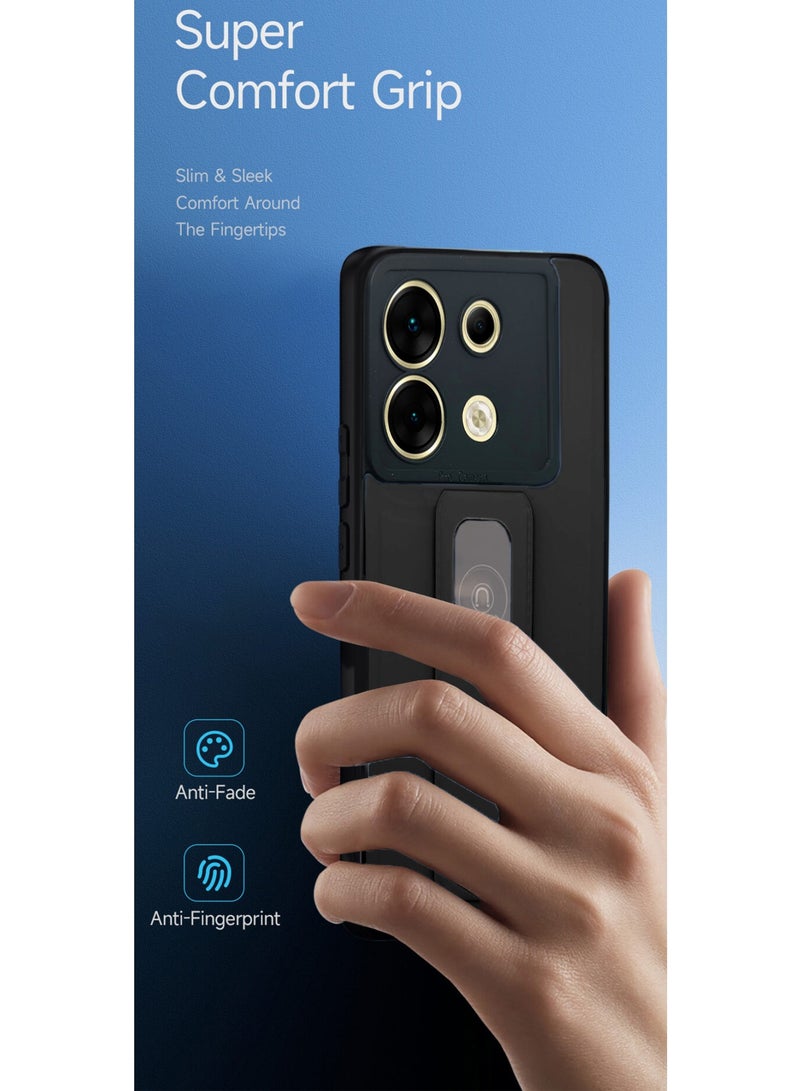 Wtech Soft Liquid Silicone With PU Leather Hand Grip Case Cover For Infinix Zero 30 5G 2023 Black - Image 2