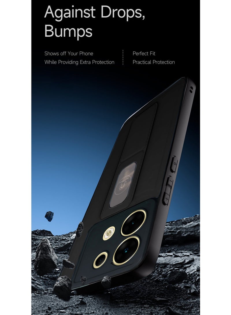 Wtech Soft Liquid Silicone With PU Leather Hand Grip Case Cover For Infinix Zero 30 5G 2023 Black - Image 4