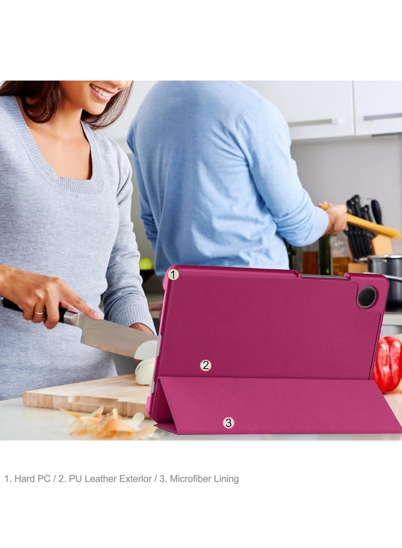 Wtech Smart Flip Auto Awake/Auto Sleep Leather Texture With Pen Holder Case Cover For Samsung Galaxy Tab A9 Plus 5G 2023 (X216, X215, X210) 11.0 Inch Plum - Image 4