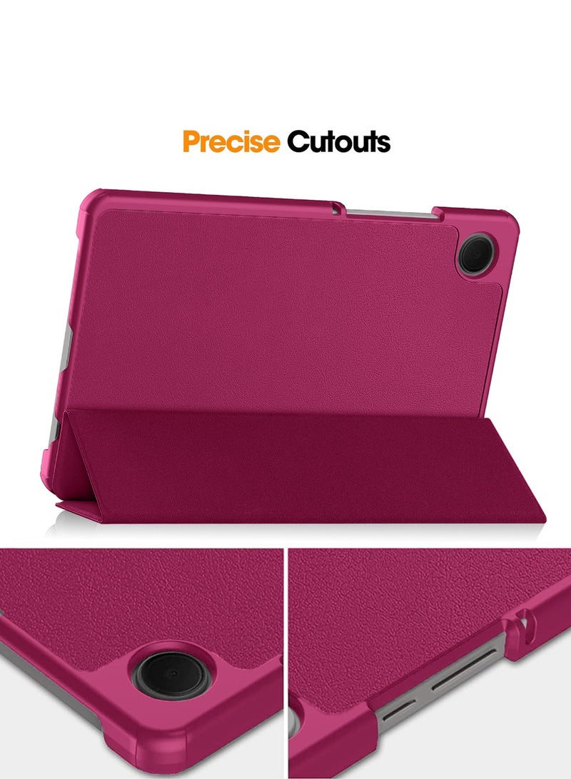 Wtech Smart Flip Auto Awake/Auto Sleep Leather Texture With Pen Holder Case Cover For Samsung Galaxy Tab A9 Plus 5G 2023 (X216, X215, X210) 11.0 Inch Plum - Image 2