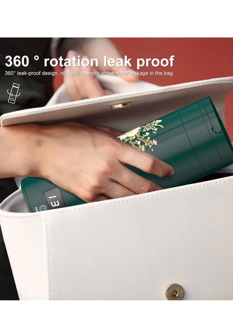 Portable Travel Kettle with 4 Temperature Settings Travel Electric Tea Kettle 304 Stainless Steel Personal Hot Water Boiler Auto Off Small Kettle for Travel and Coffee Gift Women Green Peacock - Image 4