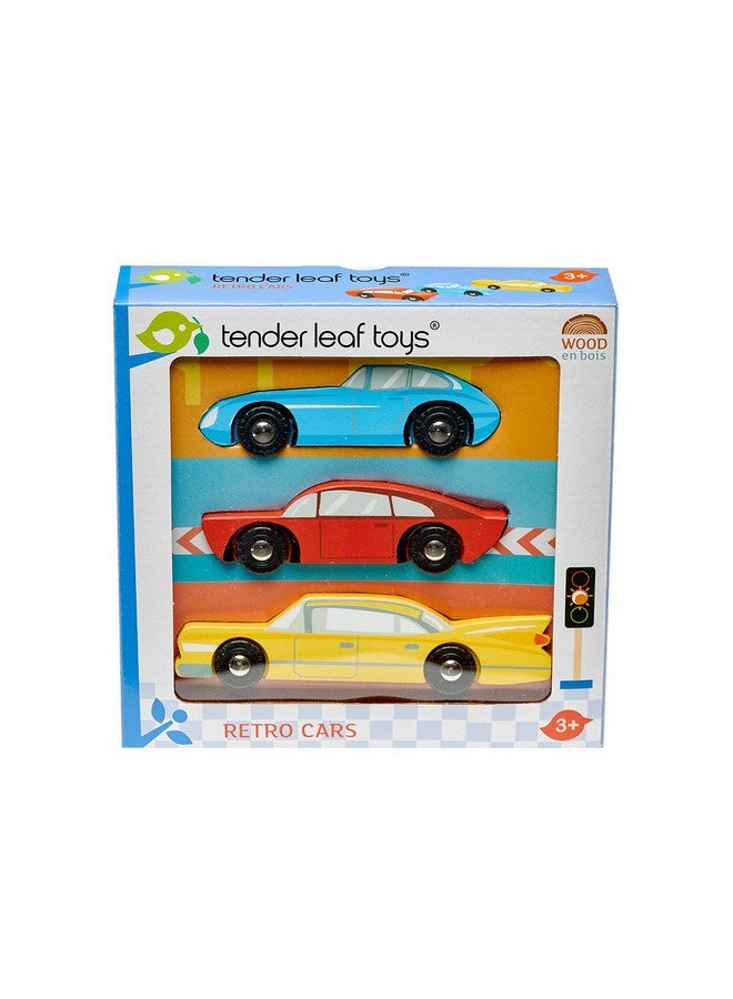 Tender Leaf Toys Tender Leaf Toys - Retro Cars - Three Vintage Solid Wood Super Car Set Made with Premium Quality Materials - Encourages Imaginative Roleplay and Develops Fine Motor Skills for Children 3+ - Image 2