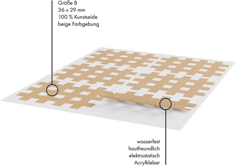 Kintex CrossTape MixBox 102 Plasters Mixed Beige Blue Pink Acupuncture Trigger Grid Plaster Grid Tape Set of 3 Sizes Type A B C - Image 3