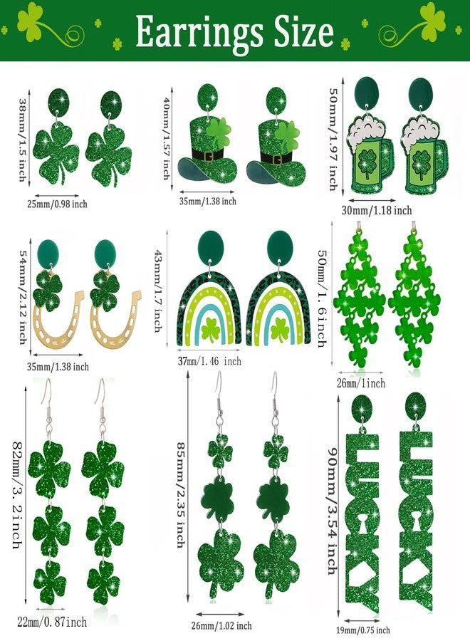 WanBigVa 6 Pairs St Patrick's Day Earrings Green Shamrock Dangle Drop Earrings St Patty's Accessories Irish Holiday Earrings Bulk for Women Girls - Image 4