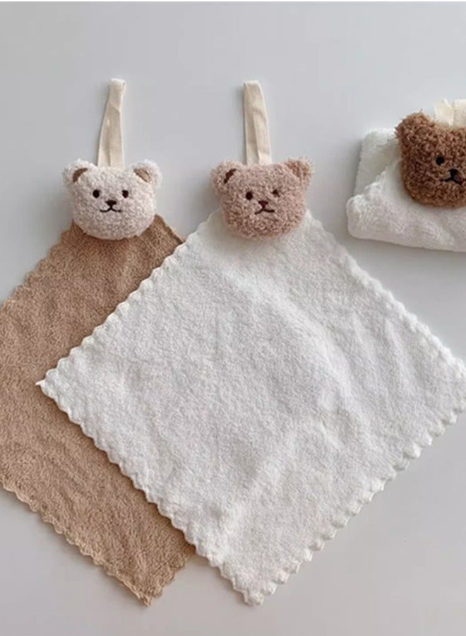 2-Piece Quick-Drying Hanging Decorative Fun Towels Cute Bear Handkerchief Baby With Hanging Rope Face Towel kindergarten Absorbent Hand Towel Children's Face Towel  - Image 2