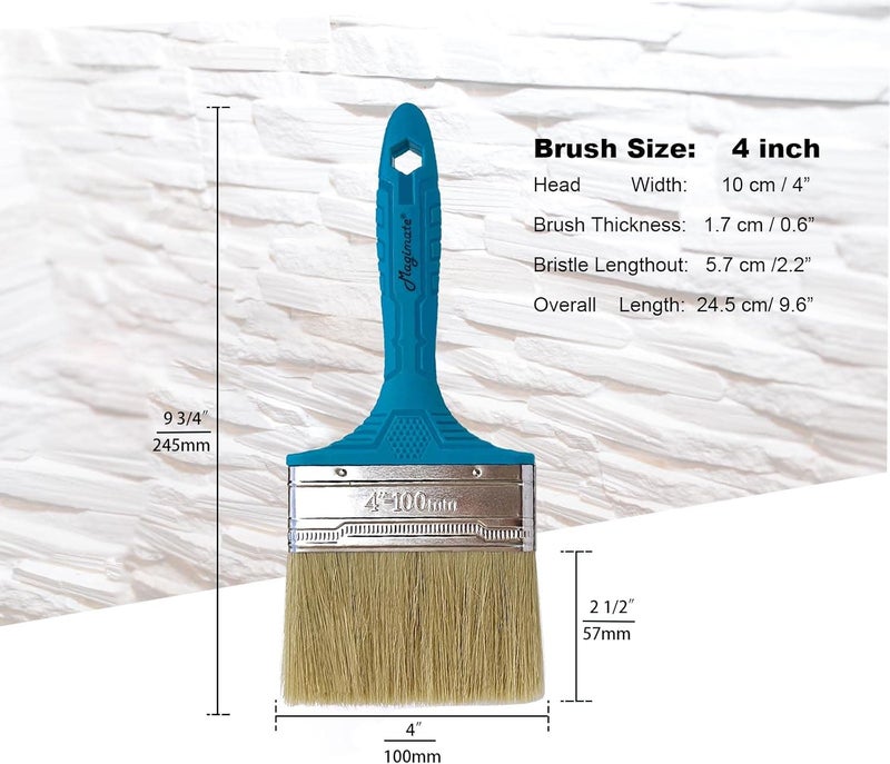 Magimate Bristle Stain Brush 4-inch Chip Large Paint Brush for Painting Walls, Cabinets, House Touch ups and Dust Cleaning - Image 2