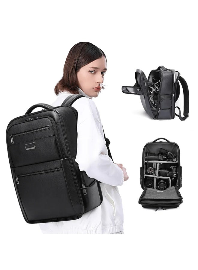 Bange 6626 Premium Genuine Leather Camera and Laptop Backpack for 15.6" Laptop and Cameras - Image 5