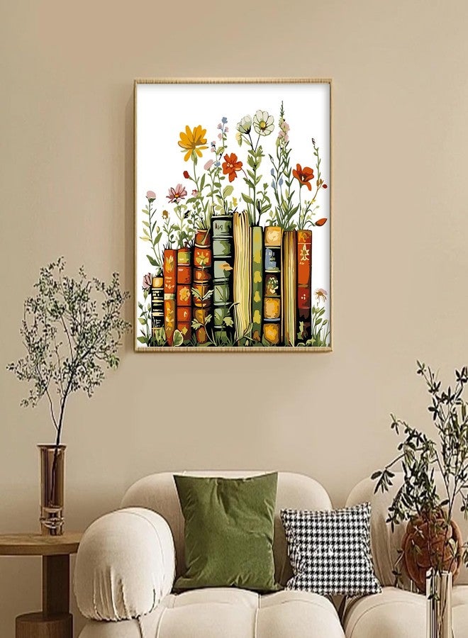 Camocin Framed Paint by Numbers Kit for Adults Beginner & Kids Ages 10-13, Books Easy Paint by Numbers with Frame, Flowers Acrylic Adult Painting by Number Kits on Canvas Framed for Gift Decor 10 x 10 Inch - Image 2