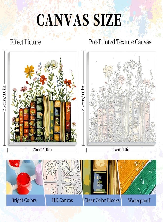 Camocin Framed Paint by Numbers Kit for Adults Beginner & Kids Ages 10-13, Books Easy Paint by Numbers with Frame, Flowers Acrylic Adult Painting by Number Kits on Canvas Framed for Gift Decor 10 x 10 Inch - Image 3