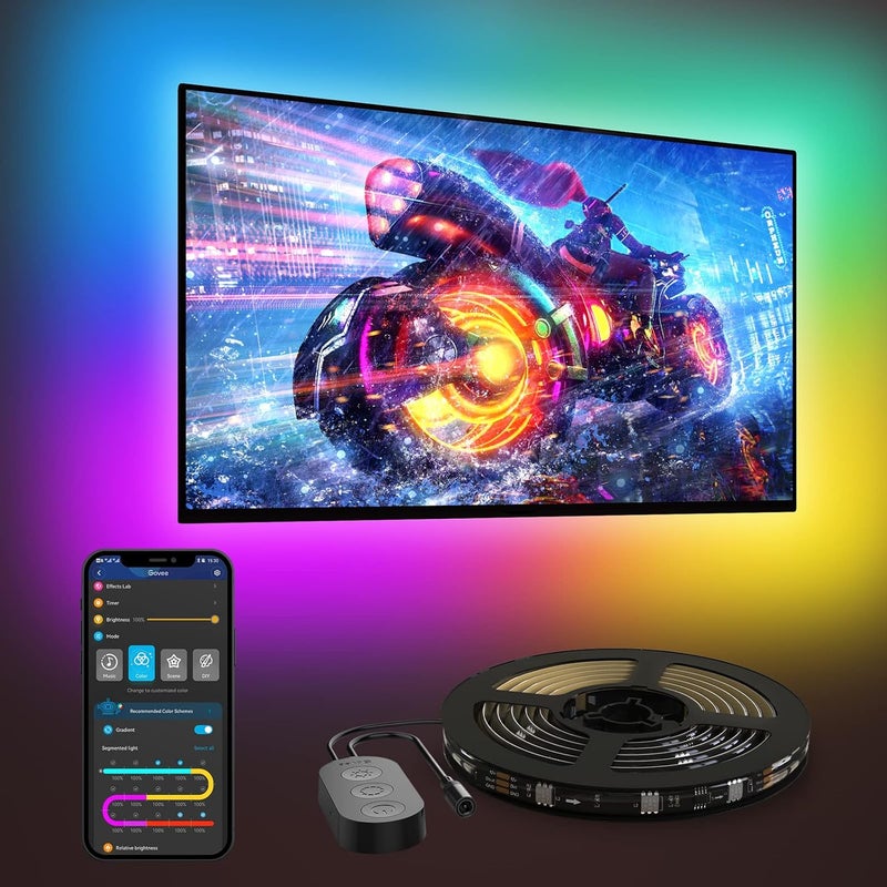 Govee TV LED Backlight, RGBIC Smart LED Strip Lights for 55-65 Inch TVs, Bluetooth and Wi-Fi APP Control, Works with Alexa & Google Assistant, Music Sync, 99+ Scene Modes, Adapter - Image 1