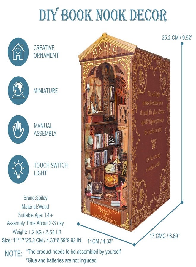 Spilay مجموعة Spilay DIY لمكتبة صغيرة، ركن كتب لبيت الدمى، رف كتب، ديكور، مجموعة بناء نموذجية، هدايا يدوية الصنع لأعياد الميلاد والكريسماس - Image 3