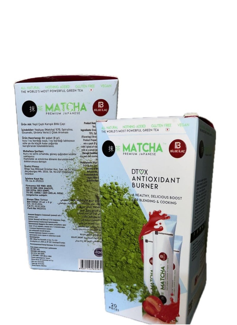 MATCHA - Japanese Matcha Tea with  strawberry  Antioxidant for Weight Loss and Fat Burning - 20 Bags - Image 1